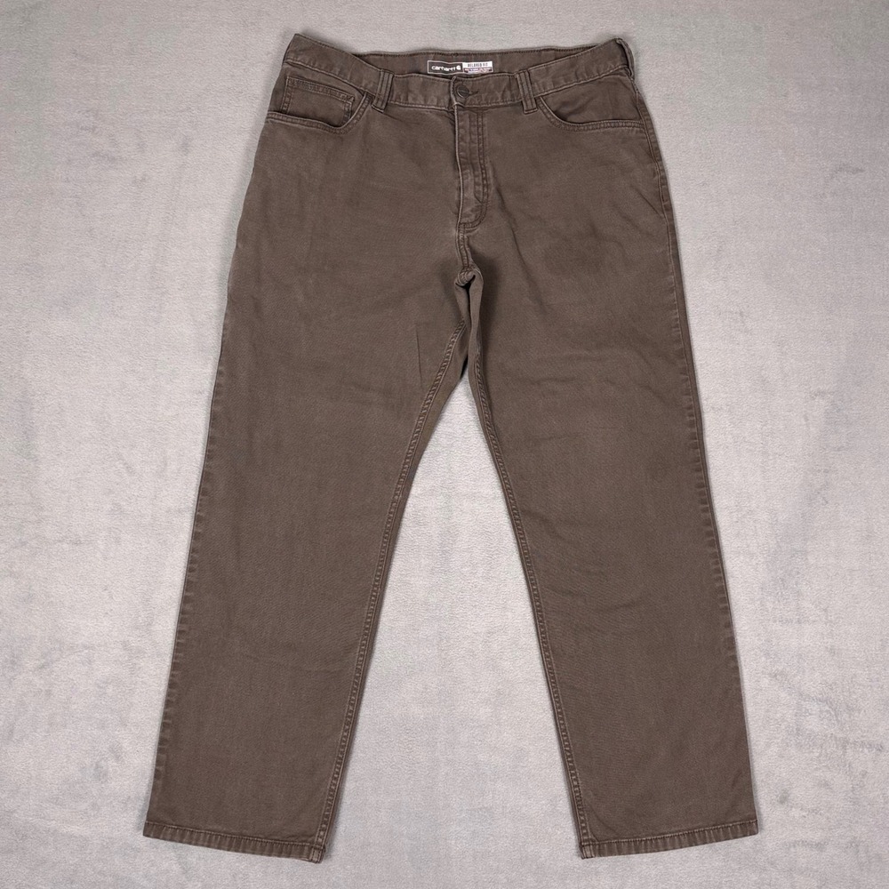 Carhartt Relaxed Fit Rugged Flex Work Pants Mens 36x30 Brown Canvas Stretch